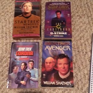 Vintage set of Star Trek, three books and one book on cassettes